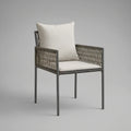 Gray PE Rattan Armchair with Ivory Cushions, 24 x 24 x 32.7 in.