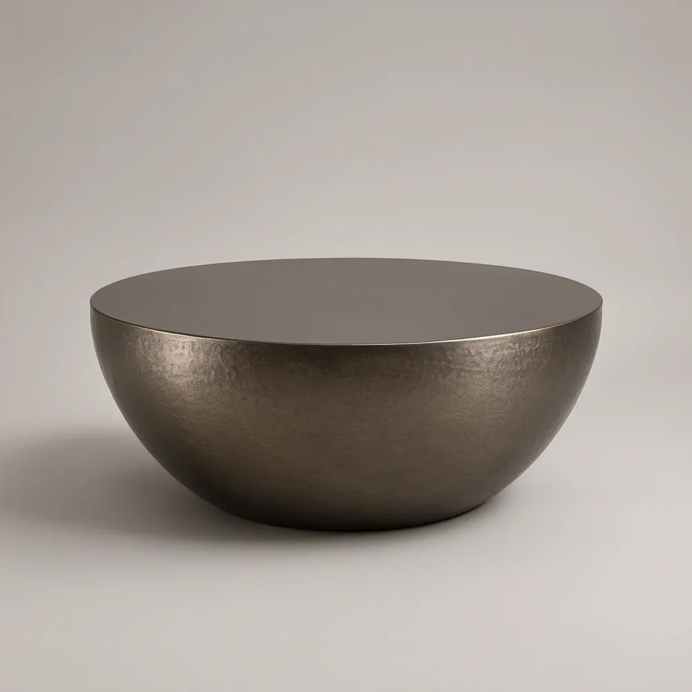 Round Cast Aluminum Coffee Table, Dark Bronze, 36 x 36 x 16 in