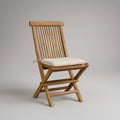 Natural Brown Solid Teak Wood Folding Garden Chair with Cream Cushion, 46 x 61 x 89 cm