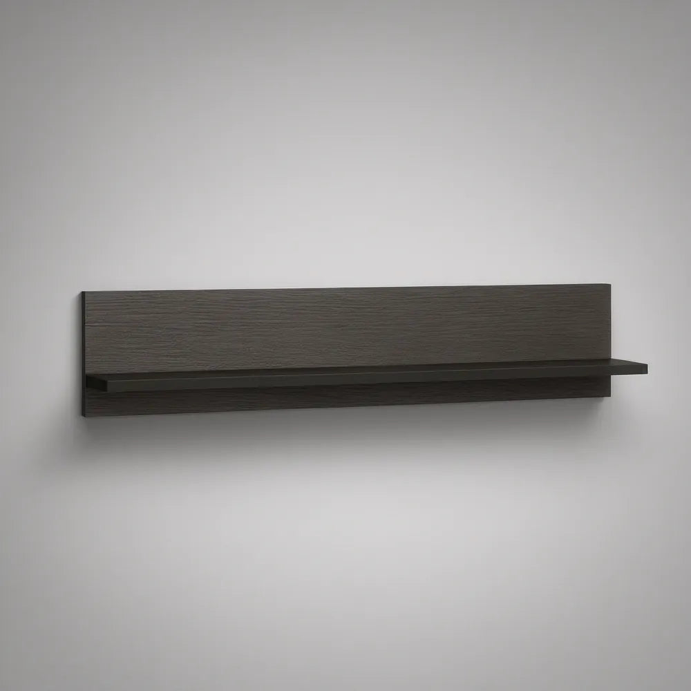 Dark Brown Floating Wall Shelf with Back Panel, 47.2 x 7.9 x 7.9 in