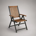 Folding Garden Chair, Solid Acacia Wood and Powder-Coated Steel, Brown/Black, 59 x 68 x 108 cm