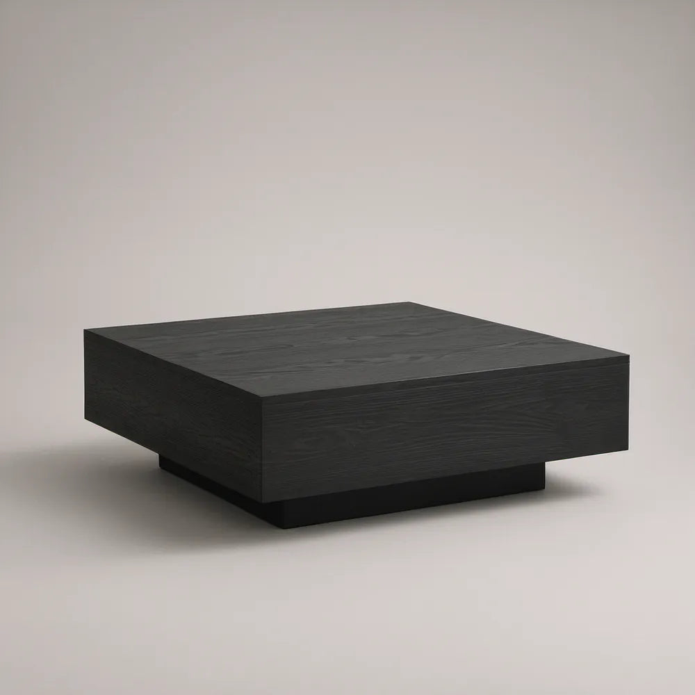 Black Square Coffee Table, 100 x 100 x 35 cm, Engineered Wood