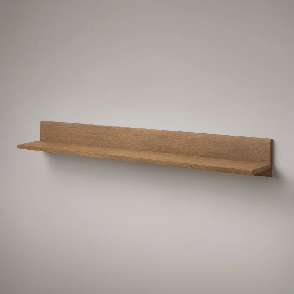Natural Oak Floating Wall Shelf with Back Panel, 39.37 x 7.87 x 5.91 in