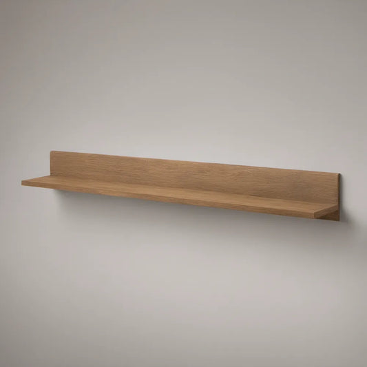 Natural Oak Floating Wall Shelf with Back Panel, 39.37 x 7.87 x 5.91 in