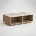 Light Oak and Beige Rectangular Coffee Table with Open Storage, 47.2 x 23.6 x 17.7 in