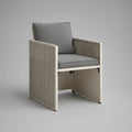 Outdoor Rope Armchair with Gray Cushions, Ivory Aluminum Frame, 28 x 30 x 32 in