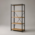 5-Tier Industrial Bookcase with X-Back Steel Frame, Brown MDF Shelves and Black Frame, 31.5 x 15.7 x 70.9 in