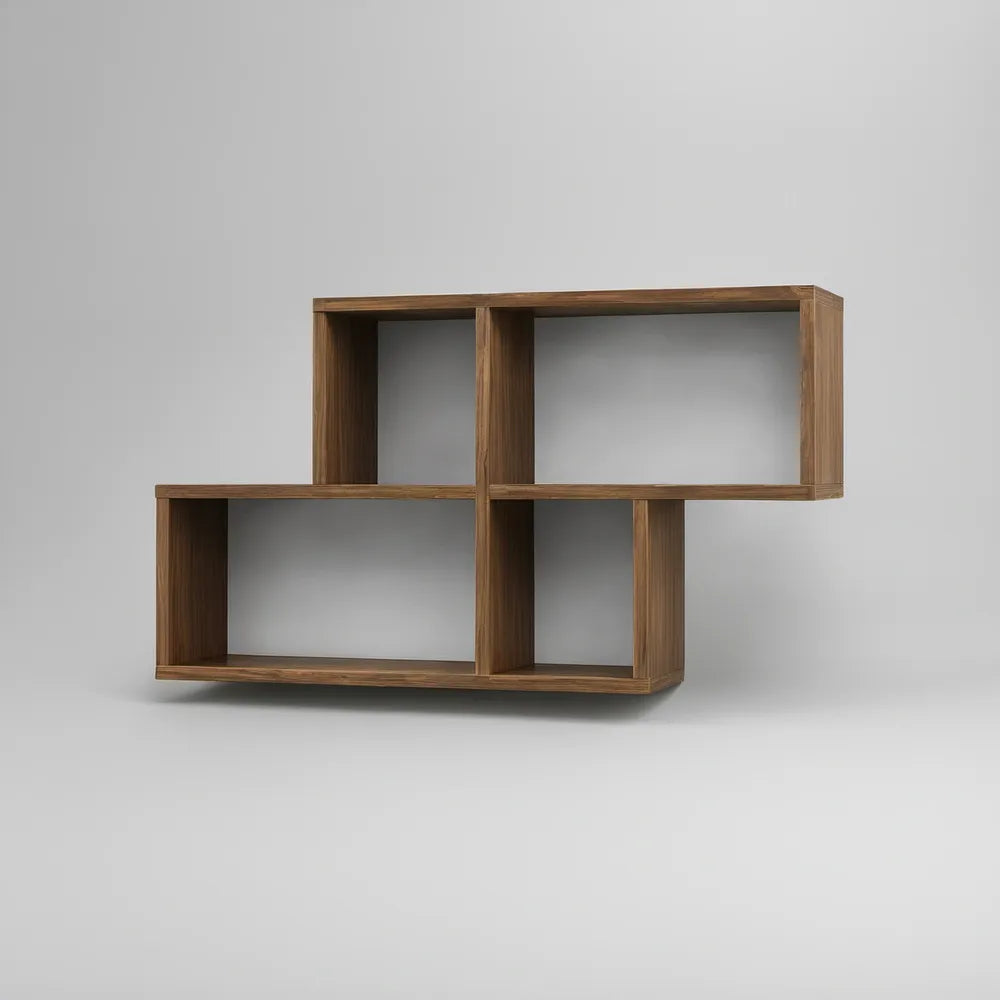 2-Piece Modular Open Shelf Set, 47.2 x 11.8 x 23.6 in, Walnut Veneer MDF, Brown