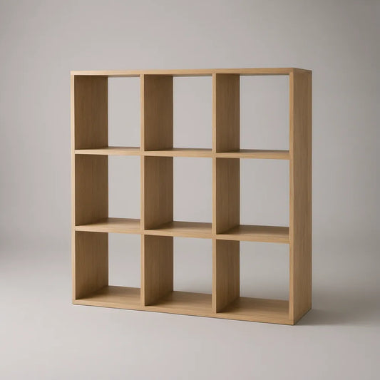 Oak 9-Cube Storage Bookcase, 90 x 30 x 90 cm
