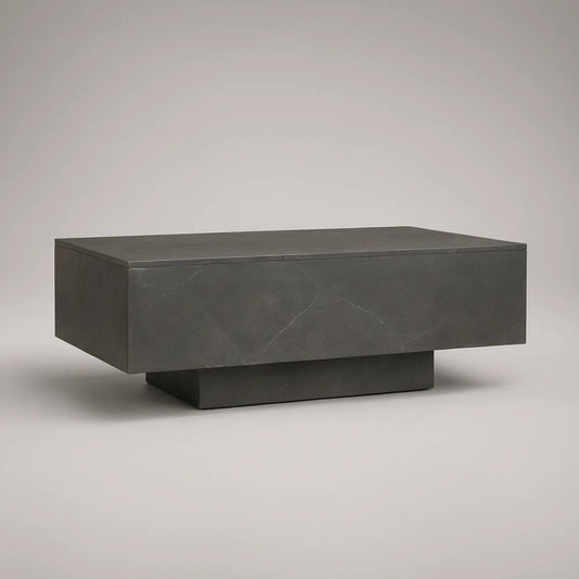 Dark Gray Marble-Effect Rectangular Coffee Table, 47.2 x 23.6 x 15.7 in