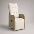 Outdoor Reclining Patio Armchair, Light Beige PE Rattan with Cream Cushions, 68 x 82 x 109 cm